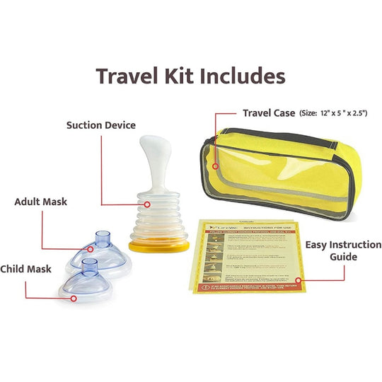 LifeVac Yellow Travel Kit - Choking Rescue Device, Portable Suction Rescue Device First Aid Kit for Kids and Adults, Portable Airway Suction Device for Children and Adults